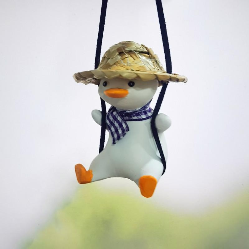 Car Swing Duck Rearview Mirror Pendant - Cute Interior Decoration