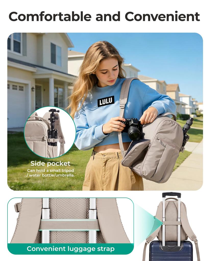 Camera Backpack 12L Lightweight Camera Bag with Camera DSLR Full Tripod Laptop Waterproof Quick Access [BAGSMART] Compartments, Compatible, 180°