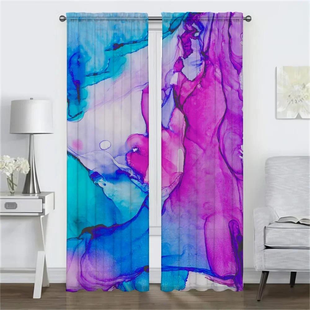 M-MarbleS Curtains for Living Room Curtain for Room 2 Panel Halloween Decoration Home Interior Curtains Partition Kitchen Camera
