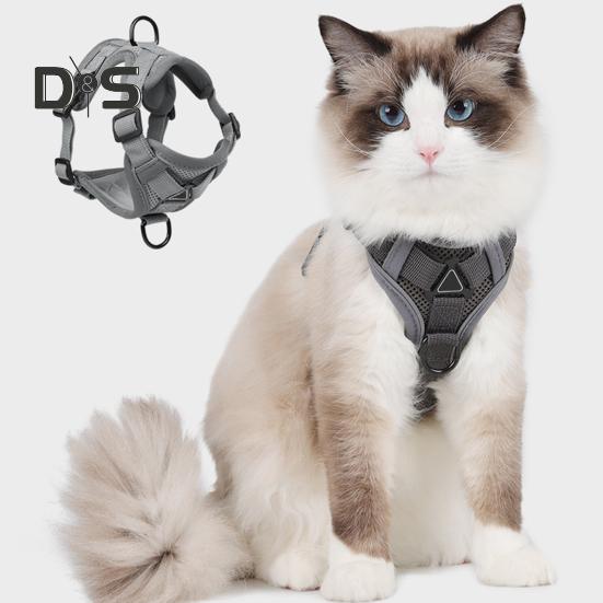 Cat Harness And Leash Reflective Strips Jacket Breathable Adjustable Vest Harness Escape Proof Easy Control Leash for Cats