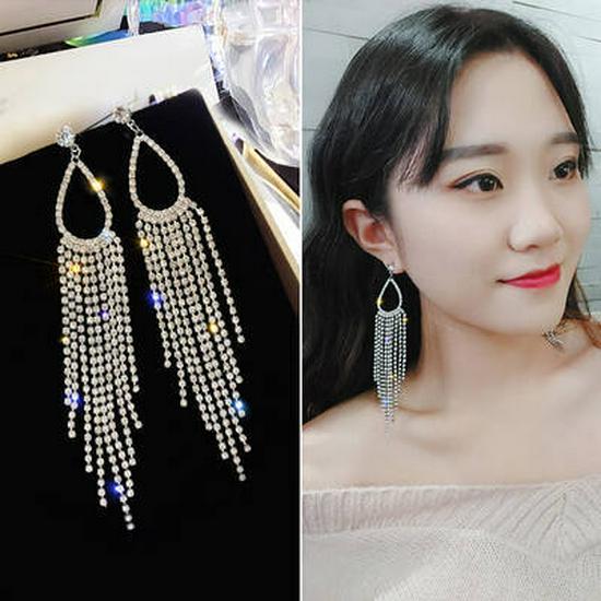 S925 Silbernadel Luxus Diamant Quastenohrringe - Elegant, Lang Europäischer & Amerikanischer Stil für Damen