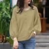 ZANZEA Women Casual Round Neck 3/4 Sleeve Loose Blouse