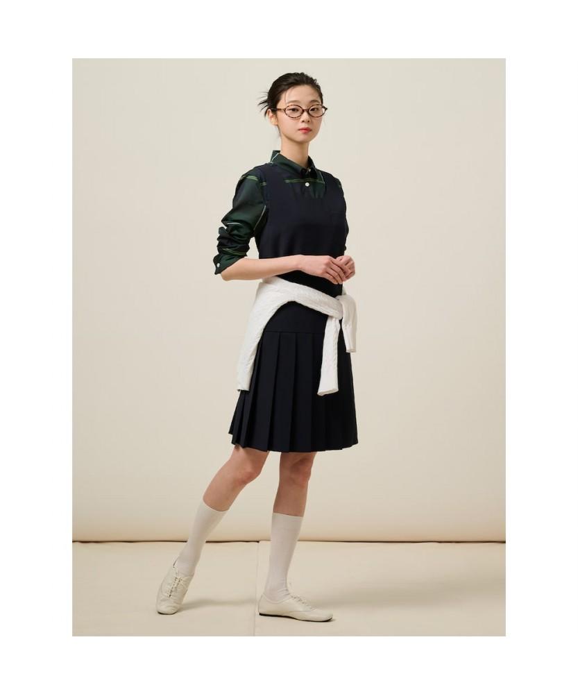 Binpolleidiseu Pleated Hem Sleeveless Dress Navy (Bf5271C01R)
