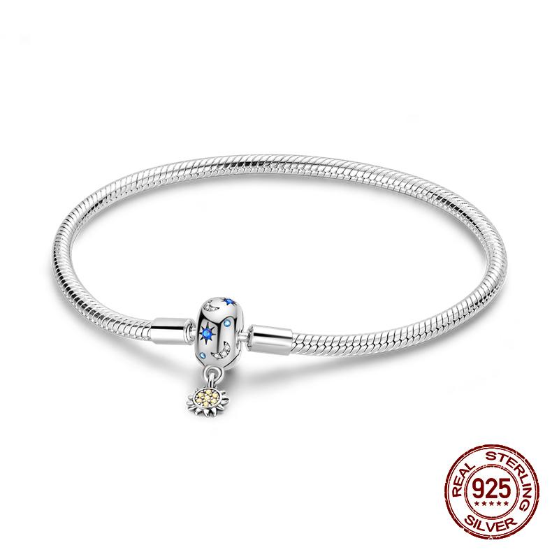 100% 925 Sterling Silver Original Stars Forever Love Zircon Bracelets Fit DIY Charms Beads Anniversary Birthday Jewelry Gifts