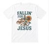 Fallin For Jesus Fall Faith Christian Graphic Tee Unisex White T-shirt