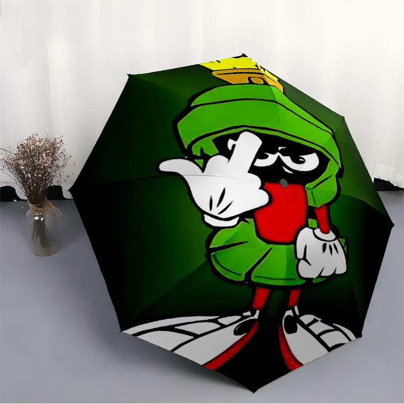 Looney Tunes Marvin The Martian Automatic Open/Close Umbrella   Compact Travel Umbrella, 8 Rib Heavy Duty Construction, Ideal Gift, 115