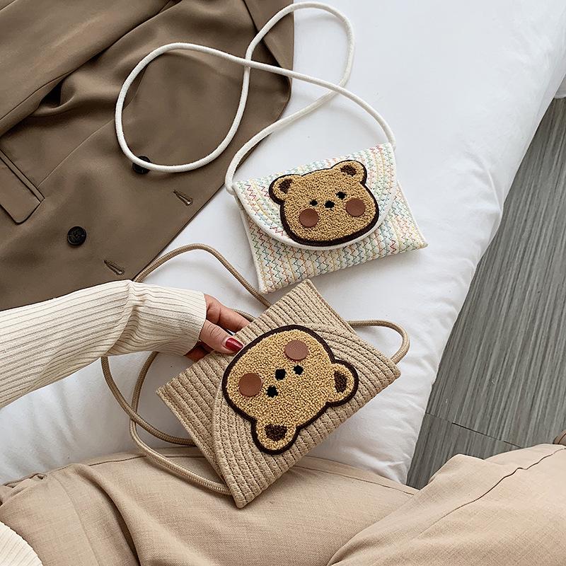 

Spring/Summer Woven Little Bear Crossbody Bag - Bohemian Beach Phone Holder