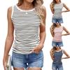 Women's Spring and Summer Striped Round Neck Color Contrast Thread Pit Vest Top