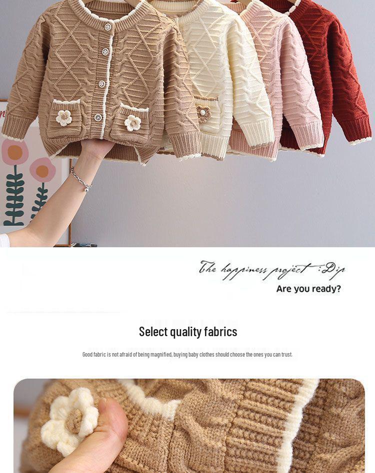 2025 Autumn Girls' Korean Style Knit Cardigan - Fashionable Early Autumn Children's Outerwear Sweater