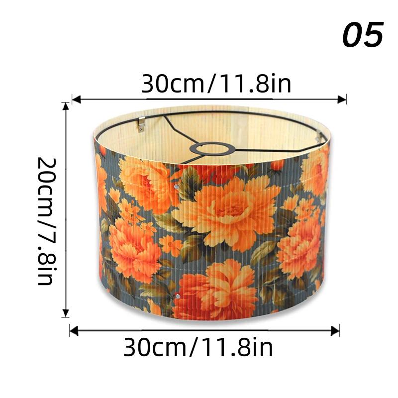 Retro Style Flower Printing Lampshade Hotel Homestay Decor Bamboo Art Floor Lamp Cover Light Cover Living Room Wall Lamp Shade