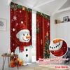 2pcs,2D Plane Printing Curtains&Window Treatment Cute Snowman Christmas Greeting 100% Polyester (without Rod) Art Deco Festive