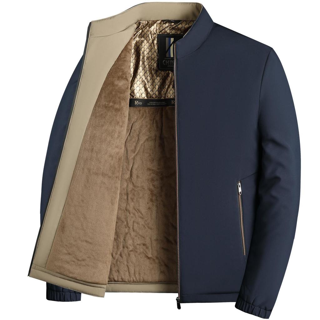 Men's Plus Velvet Thick Cotton Jacket for Autumn/Winter – Middle-aged & Elderly