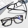 2pcs Women's Square Blue Light Blocking Glasses - Minimalist Black & Clear Perfect for School/Office Use