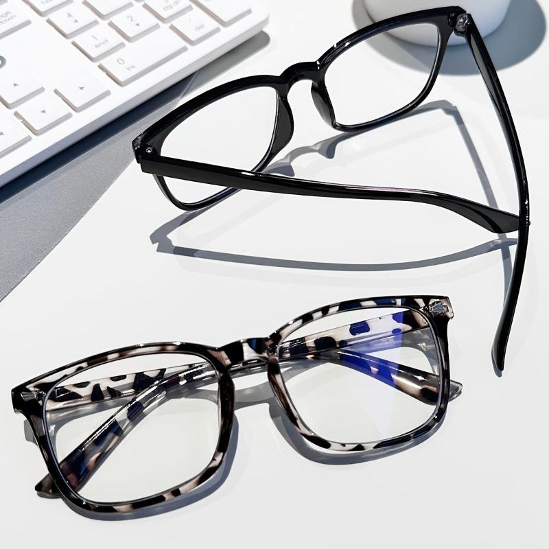 2pcs Women's Square Blue Light Blocking Glasses - Minimalist Black & Clear Perfect for School/Office Use