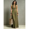 Women's Turn Down Collar Sleeveless Loose Fit Mid Waist Maxi Shirt Dress Casual Long Dress