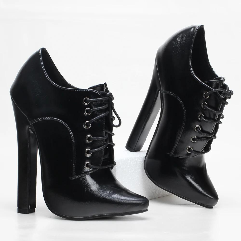 Scarpe con Tacco Alto da 6 Pollici Allacciatura Punta Acuta Unisex Fetishheels Vintage Drag Queen Pump