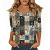 Women's T Shirt Print 3/4 Sleeve Daily Weekend Fashion Basic V- Neck Regular Top