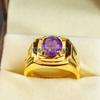 Amethyst Oval Cut With 925 Sterling Silver Gold Plated Ring For Men's #A676 JL375658847179