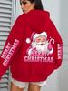 Merry Christmas Pink Santa Claus Printed Hoodies Women Pocket Fleece Hoodie Autumn Multicolor Sportswear Hip Hop Loose Clothes