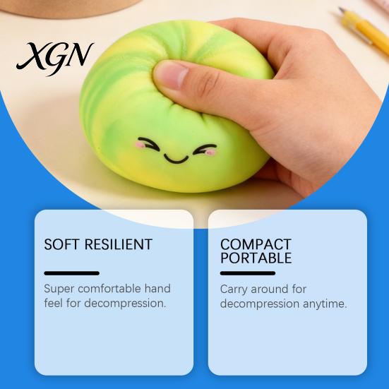 Anxiety Relief Steamed Bun Toy Smiling Stress Ball Anti-Anxiety Cartoon Dumpling Squeeze Soft Simulated Dough Fidget Sensory