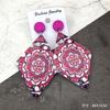 Bohemian wood earrings women's personality exaggerated print flower stud earrings vacation versatile temperament earrings