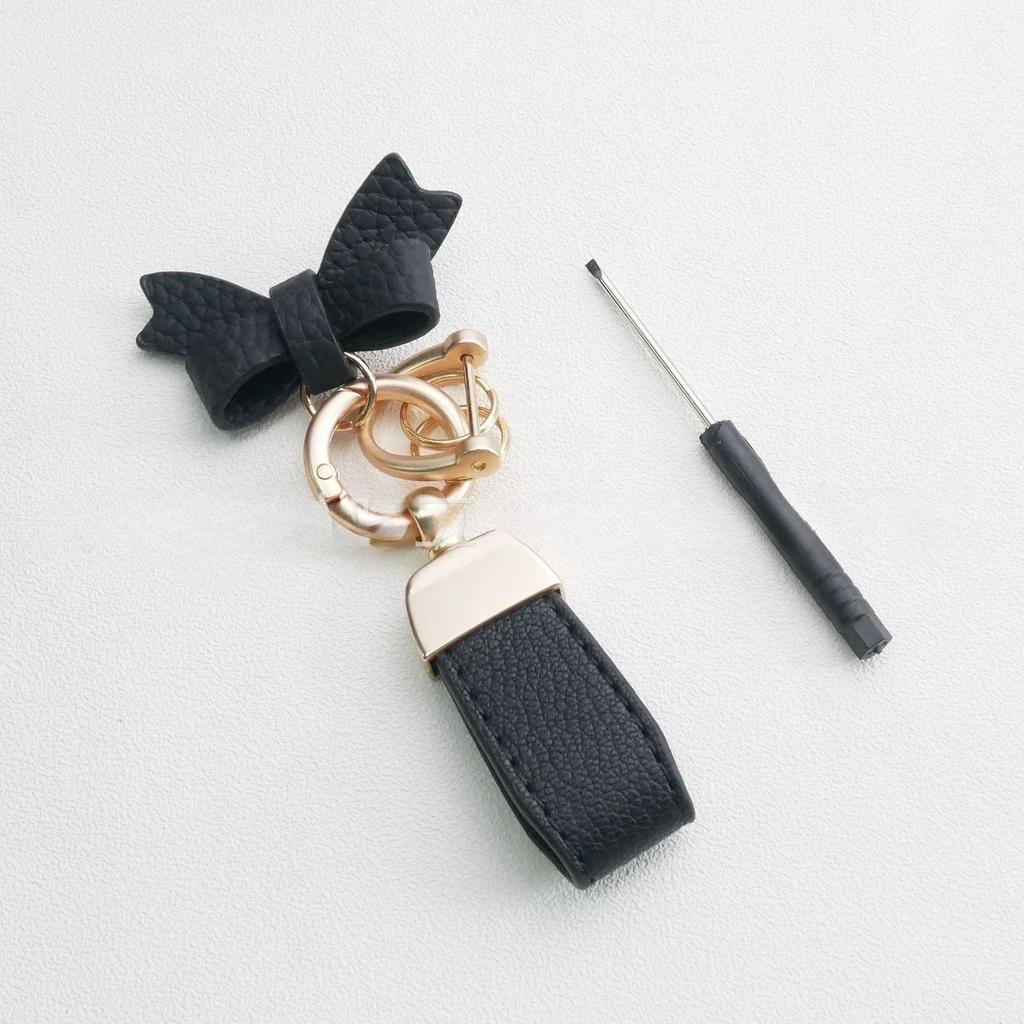 Custom Bowknot Leather Keychain Blank Laser Engrave Cute Hand Rope Car Ring Personalized Bag Decoration Key Chains