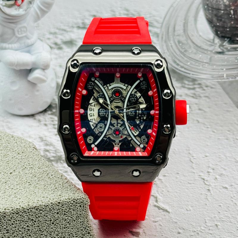 JYL Men's Watch Cool Waterproof Barrel Silicone Strap