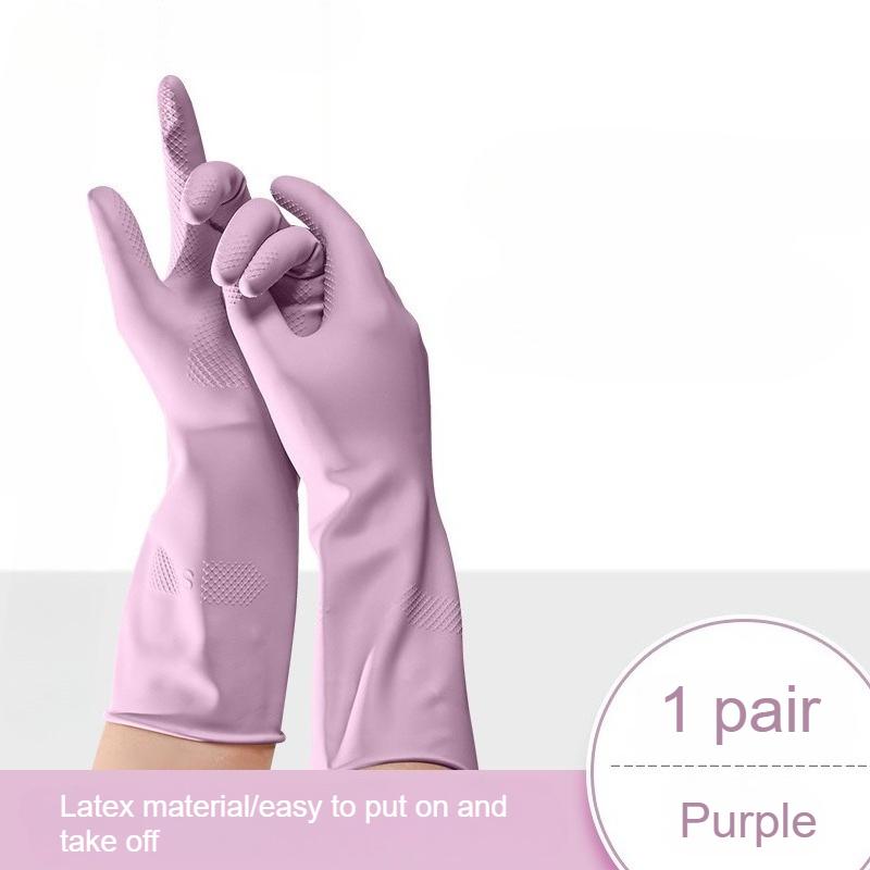 Latexové rukavice na mytí nádobí, s bavlněnou podšívkou a protiskluzovým úchopem, Vodotěsné opakovaně použitelné gumové rukavice, pro úklid kuchyně a koupelny M gray