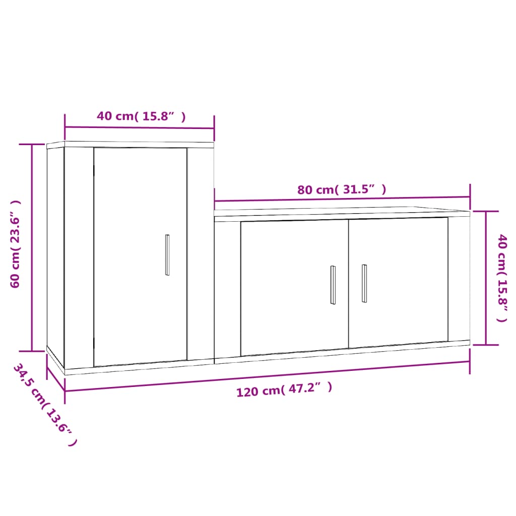 2 Piece TV Cabinet Set Concrete Grey Particleboard