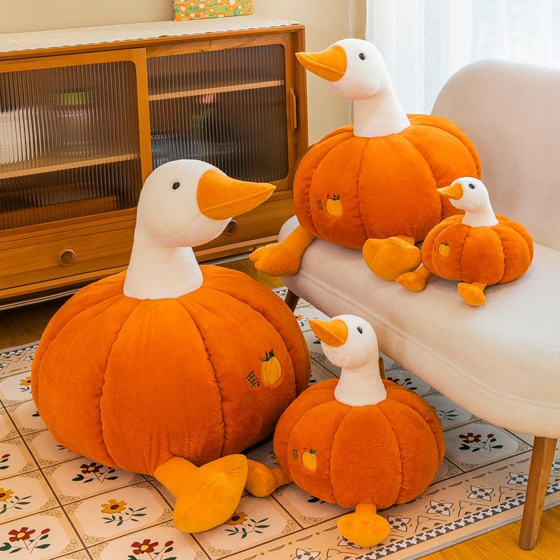 Pumpkin Goose Duck Plush Toy Big White Goose Doll Large Sleeping Pillow Cushion Gift