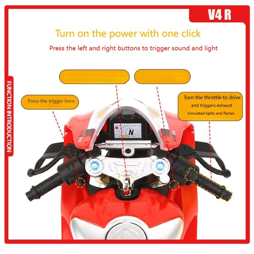 1/9 Ducati Panigale V4R High Performance Superbike Alloy Metal Diecast Model Motorcycle Children Toy Car for Child Sound & Light