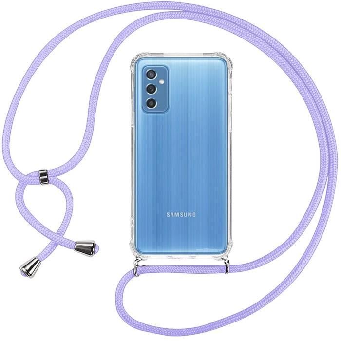 Coque - Samsung - M52 5G - Souple - Transparente - AntiChoc avec Chaîne Violet