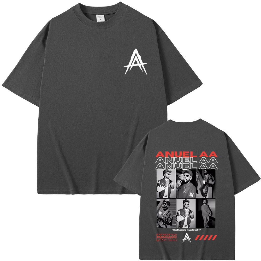 Rapper Anuel AA Real Hasta La Muerte Baby Grafik T-Shirt Herren Vintage Mode T-Shirt Herren Damen Hip Hop Übergroß Kurzarm
