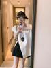 White Design Short-sleeved Irregular Shirt Blouse New Women's 16-year Summer Split-ended Blouse