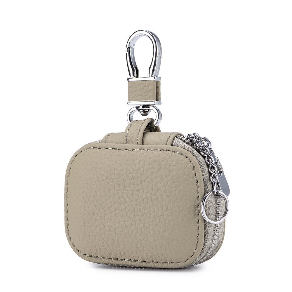 Genuine Leather Key Case with Bluetooth Earphone Pouch
