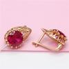 Purple Gold Inlaid Redstone Inlaid Zircon Earrings, High-Grade Colored Gold Plated Rose Gold Earrings.