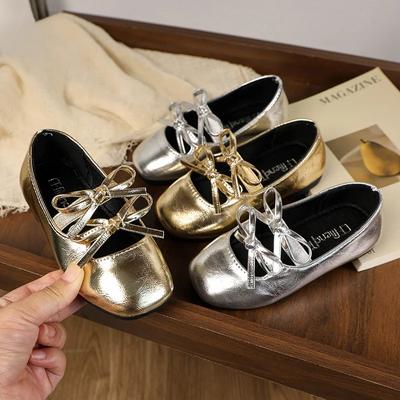 Chaussons de Ballet Princesse pour Filles Or Argent Polyvalents Chaussures en Cuir pour Enfants Mode Doux Enfants Décontracté Performance Ballerines Nouveaux
