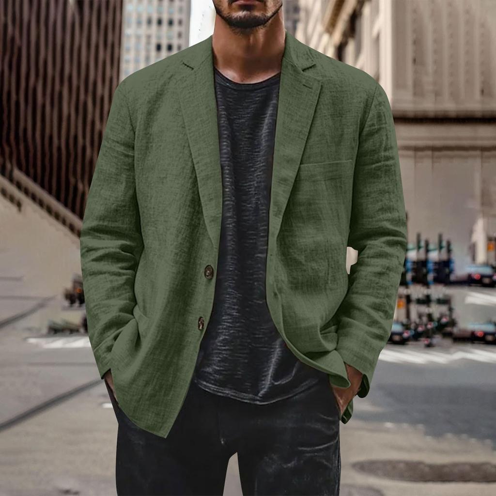 Men's Casual Fashion Jacket Solid Color Long Sleeve Jacket With Pockets