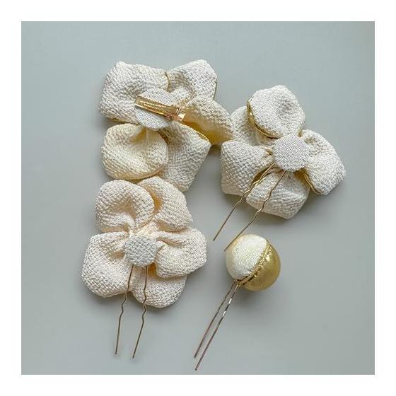 Chirimen Fabric Hair Ornaments for Coming-of-Age Ceremony, Tsumami Zaiku, Bridal, Tamakanzashi, Japanese Attire, Graduation, Wedding, Head Dress,