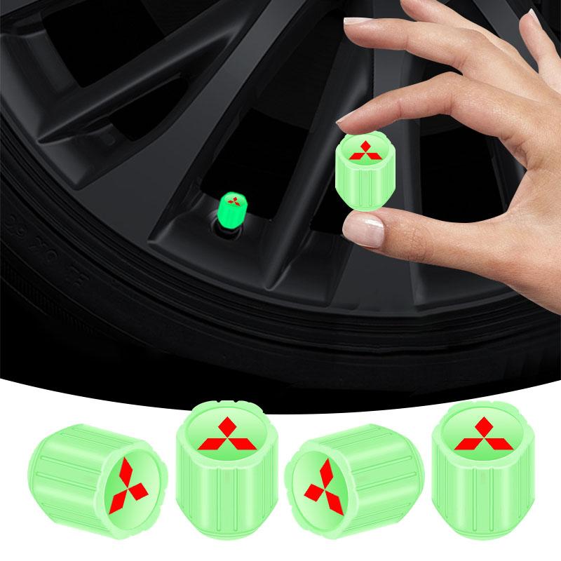 4Pcs Luminous Car Tire Valve Caps Badge Emblem Styling Emblem For Mitsubishi Lancer ASX Outlander Pajero Carisma L200 Galant lcbn94