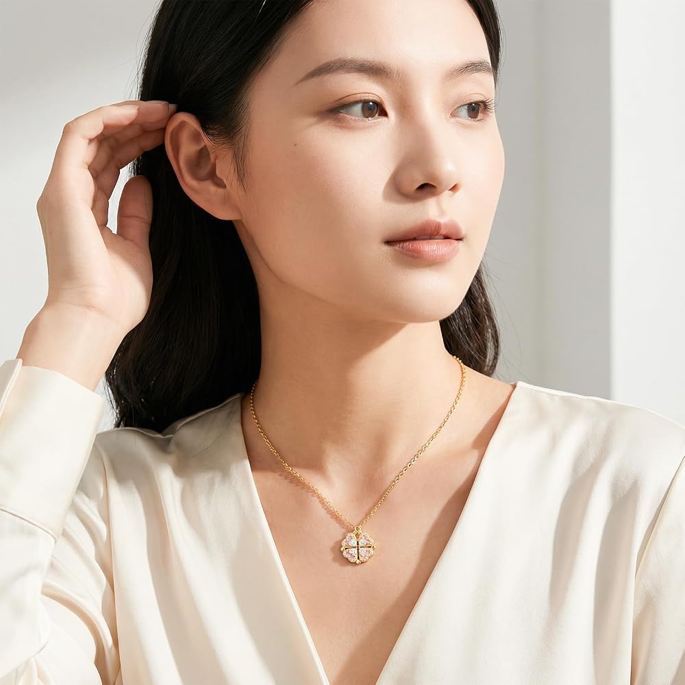 [Puliyunxiang] 2-way Four-leaf Clover Necklace “multiple Designs, Multiple Colors, Night Light Co...