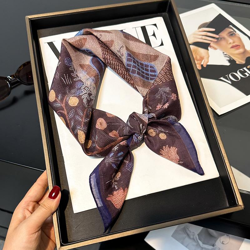 30% Silk 70% Cotton Scarf Women Square Neck Shawls Wraps for Ladies Foulard Scarves Pashmina Female Hijab Bandana Bufanda 70cm