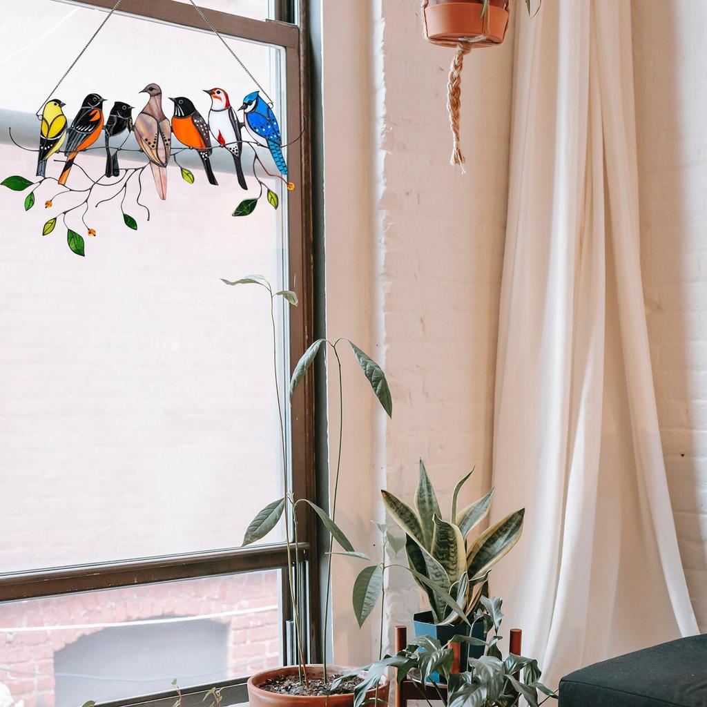 Multicolor Birds A Wire High Stained Suncatcher Window Panel Bird Series