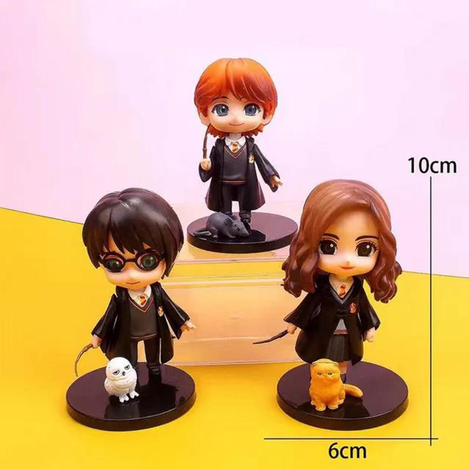 

Harry Q Style Pvc Vinyl Potter Figures Set 3Pcs/10Pcs Including Hermione Ron Hedwig Cake Decoration Car Model Dolls Plaything Collecti