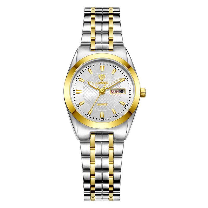 SKMEILuxury style new couple men's watch steel belt week calendar waterproof women's watch