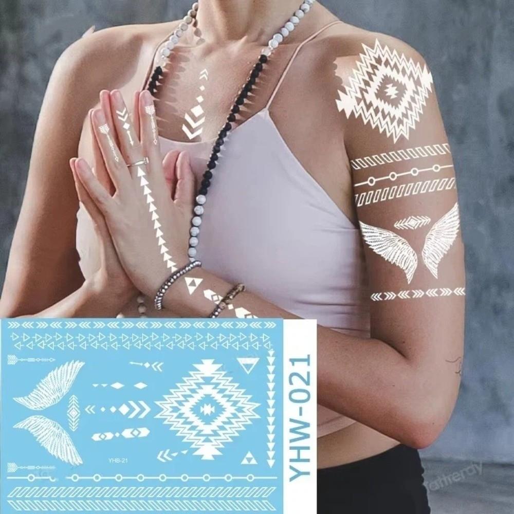 Long-lasting White Tattoo Stickers Lace Flower Body Art Tattoo Temporary Tattoo Stickers Women Men