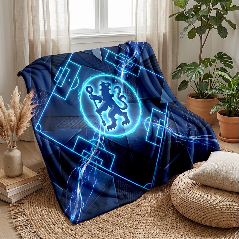 Chelsea FC Theme Blanket Soft Flannel Blanket Plush Throw Blanket Cozy Sofa Bed Blanket for Home Decor