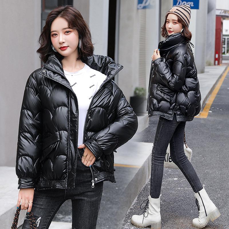 Leave-in glossy down cotton-padded clothes women's short winter new loose cotton-padded clothes small cotton-padded jacket