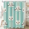 Adorable bunny print shower curtain for bathroom decoration washable fabric, waterproof design suitable for home use.