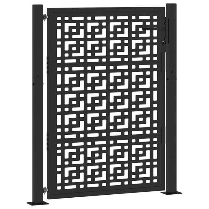 VidaXL Garden Gate Black 105x130 Cm Steel Cross Design, Fence Gate, Outdoor Gate, Metal Gate, Gate 4101000
